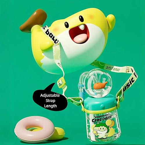 Drinking Cup With Whale Squirt, Weighted Sippy Cups With Adjustable Straps, 300ml Whale Water Cups With Silicone Soft Tip, Portable Leak Proof Straw
