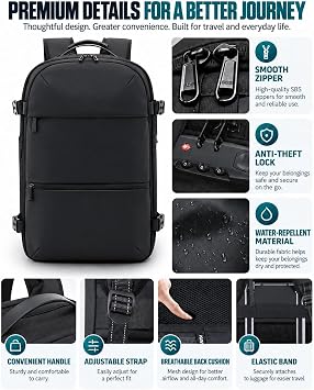Vacuum Travel Backpack with Pump, 17.3-Inch Laptop, 2 Front Zips