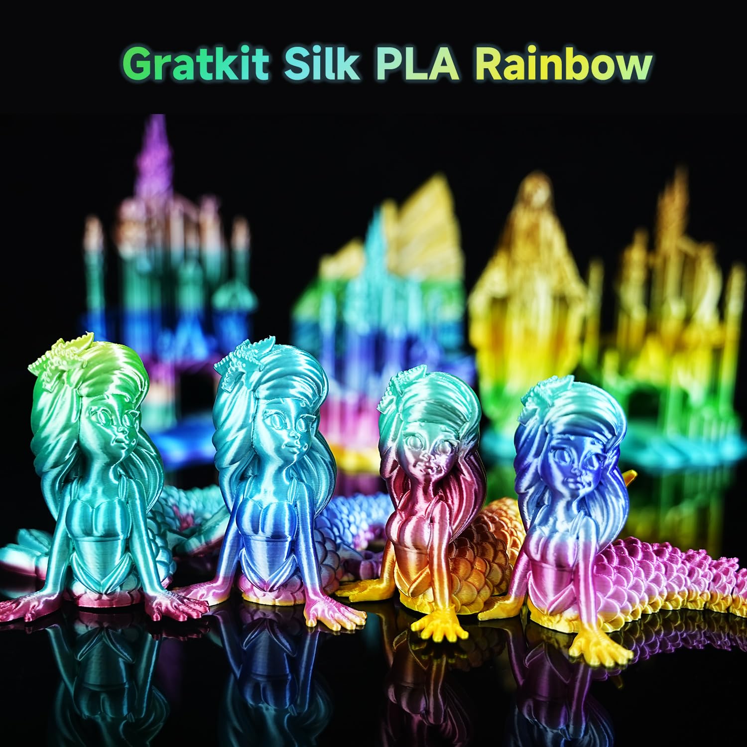 Gratkit Seda Filamento de Impresora 3D, PLA Silk Rainbow Caramelos, 1kg