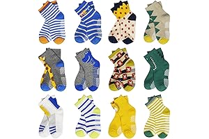 Toddler Socks with Grip for Optimal Child Safety and Comfort (12 Pairs)