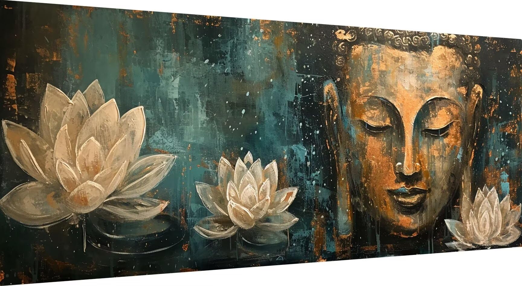 Qiaoqoo Zen Diamond Painting xxl 175x70cm, 5D DIY Diamant Painting Bilder Lotus Diamand Painting Kinder mit Diamond-Painting Zubehör, Groß Diamant kunst Basteln Erwachsene, Home Décor Malerei