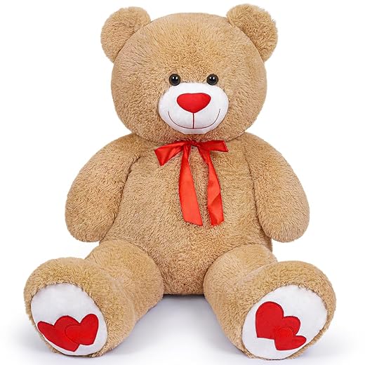 Yeqivo Riesen Teddybär Große Kuscheltiere Plüsch Großer Stofftier Bär Giant Teddy Bear für Freundin Kinder Weihnachten Valentinstag (110CM,Hellbraun)