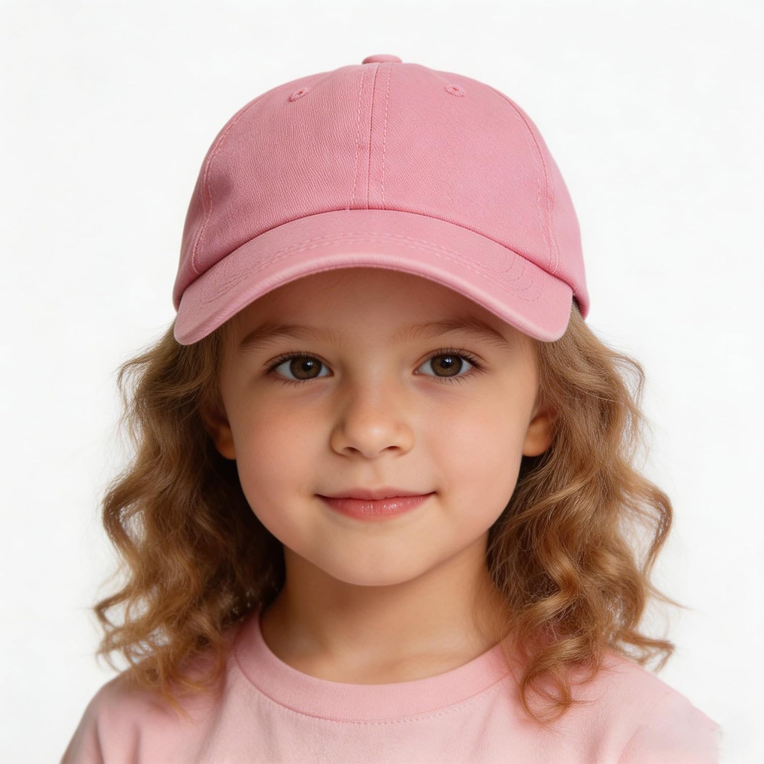 Kids Pink Outdoor Baseball Cap Breathable Cotton Adjustable Toddler Sun Hat