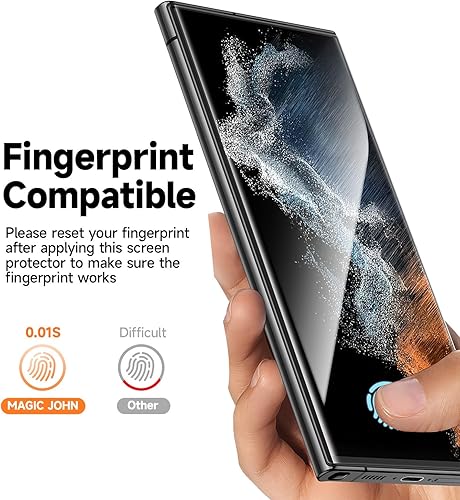 Miniatura 3 de MAGIC JOHN Paquete de 2 protectores de pantalla para Samsung Galaxy S22 Ultra película de cerámica de 6.8 pulgadas, 100% compatible con