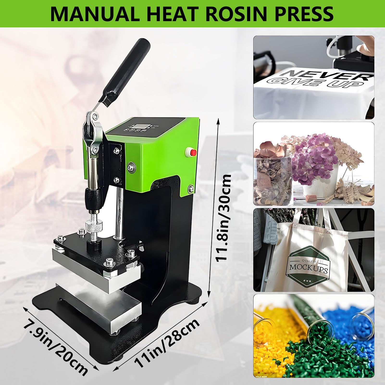 Prensa de Calor para Sublimación Máquina de Extracción de Rosin 600W 1 Ton de Presión Placas Duales LCD para Control Preciso para Pegar Camisetas Secar Flores Plantas