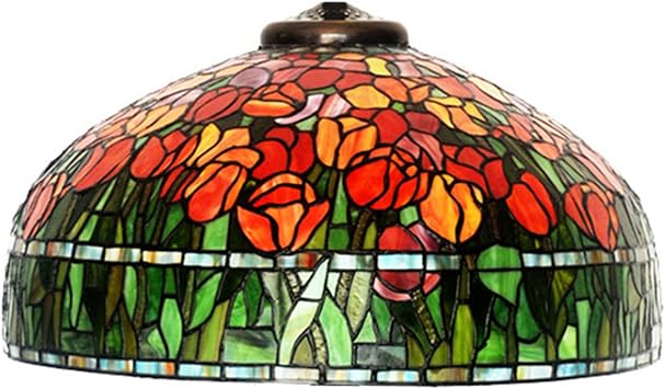 Dragonfly Wisteria Rose Tulip Lily Tiffany Stained Glass Lamp Shade Replacement For Table Lamp Floor Lamp Ceiling Pendant Light Colourful Glass Lampshade Only W20 Xh10 Tulip