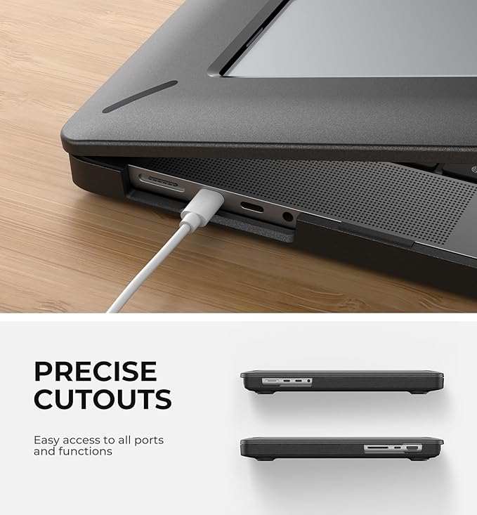 Dexnor for MacBook Pro 16 Inch Case (2024/2023/2021) with Kickstand, M4 / M3 / M2 / M1 Pro/Max (A2991 A2780 A2485) Heavy Duty Full Body Protective Cover with TPU Bumper for MacBook Pro 16 Inch, Black