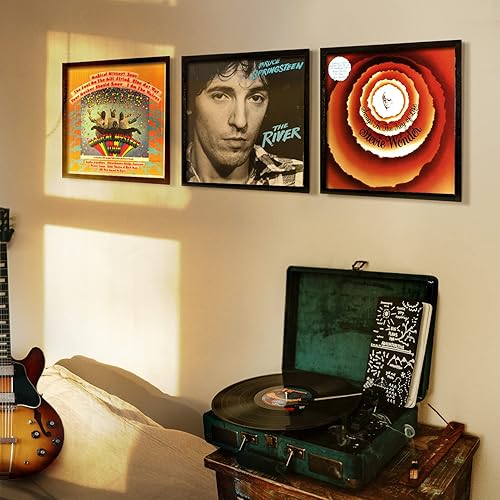 Miniatura 7 de ONE WALL Marco de discos de vinilo para reproducción y exhibición de discos de vinilo para discos de vinilo de 12 x 12 pulgadas, marco de madera