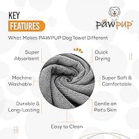 Vista 4 de Toallas de microfibra súper absorbente para perros para secar perros, gatos y otras mascotas (55 x 28 pulgadas, gris)