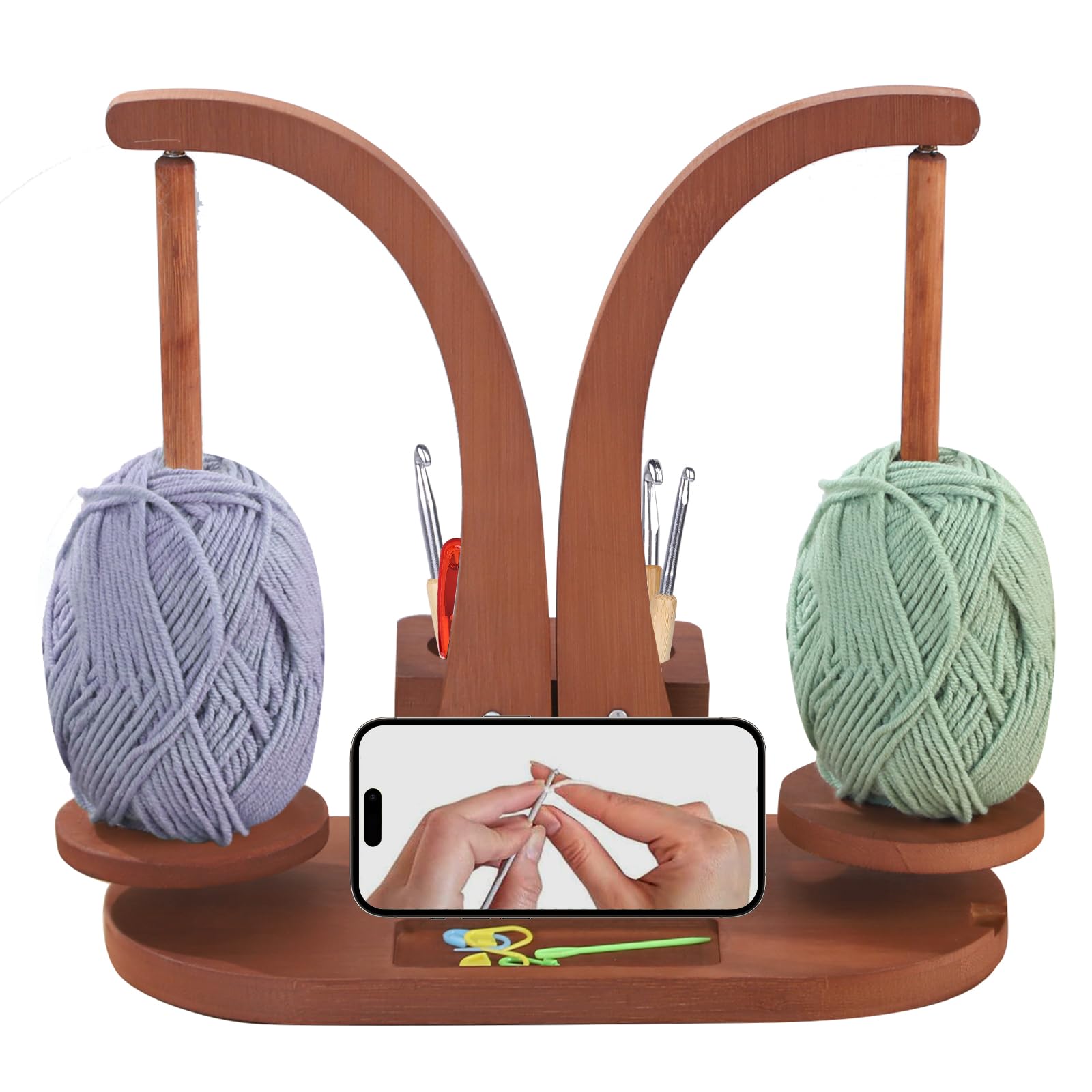 SUNOYA Yarn Winder - Avvolgitore per lana magnetico, supporto per gomitoli di lana, supporto per rotolo di filato, supporto per lana, doppio involucro per uncinetto e maglia