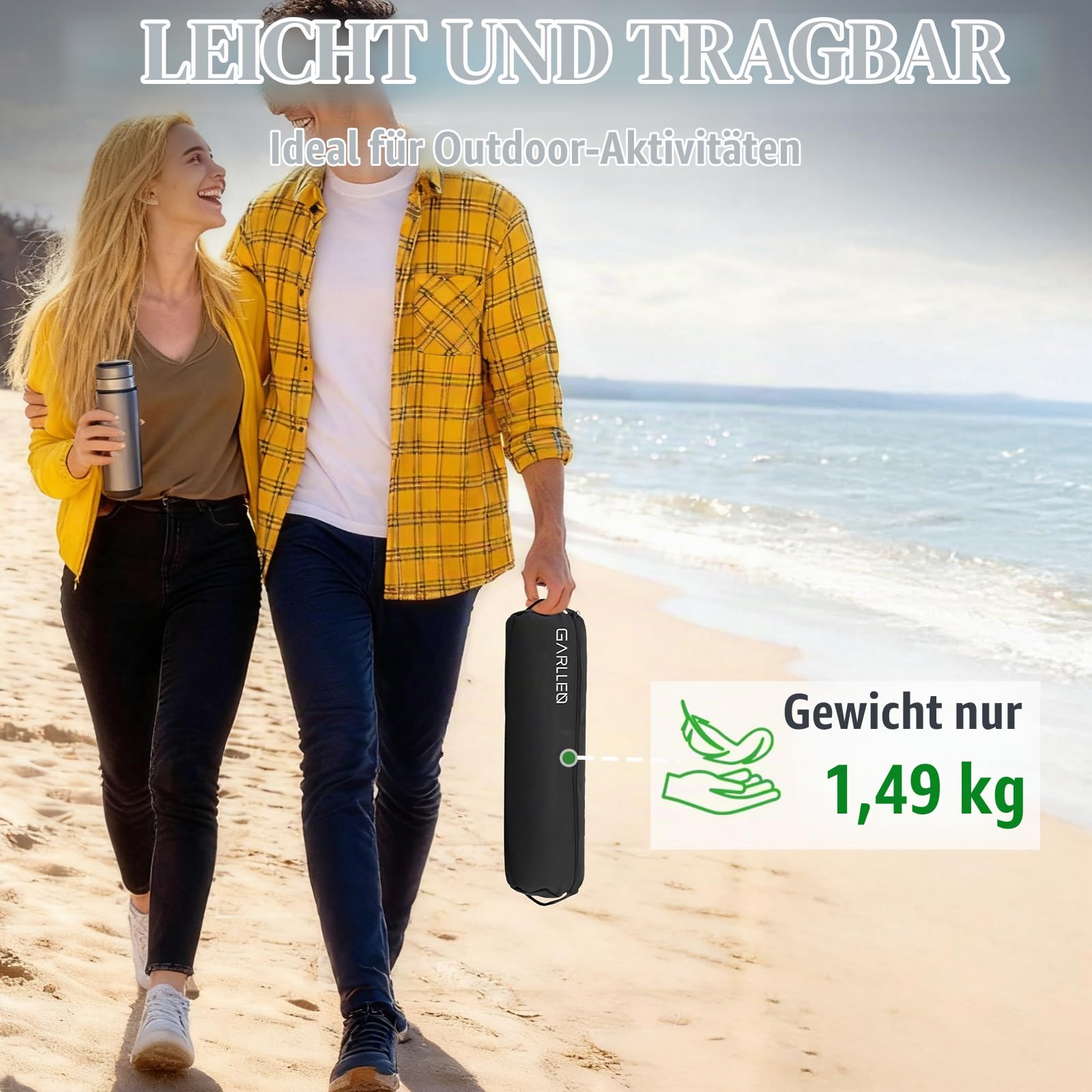 GARLLEN Campingtisch klappbar, 60x43x51cm Camping Tisch Klapptisch mit Getränkehalter, Netztasche & Tragetasche, Ultraleicht Gartentisch Picknicktisch Kleiner Tisch Outdoor für Strand Angeln Wandern