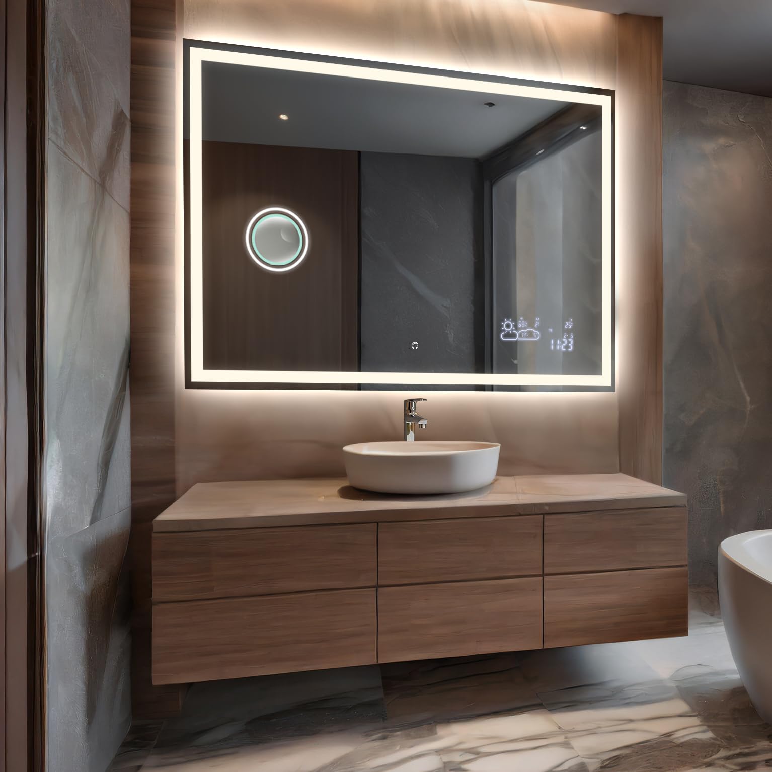 Specchio Bagno Illuminato 80x140cm - Antiappannamento, Dimmerabile, Con Bluetooth - Foto 8