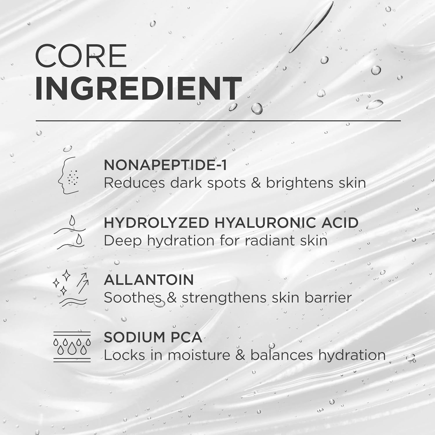 BIOCHEM Nonapeptide-1 Brightening Serum–Dark Spot Corrector & Melanin Inhibitor Ampoule for Even Skin Tone & Natural Glow– Anti-Aging Peptide Treatment for Face & Neck,1.01 fl oz/30 mL