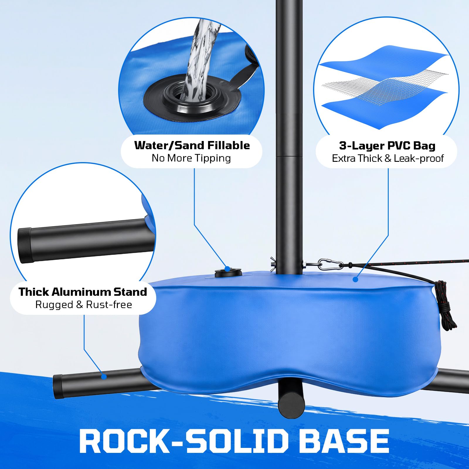 Haokelball Rete da pallavolo da piscina con luce, set da pallavolo da 4,5 a 9,5 m, lunghezza regolabile, rete da pallavolo per piscina con base ponderata, 2 palline da pallavolo Glow e pompa per