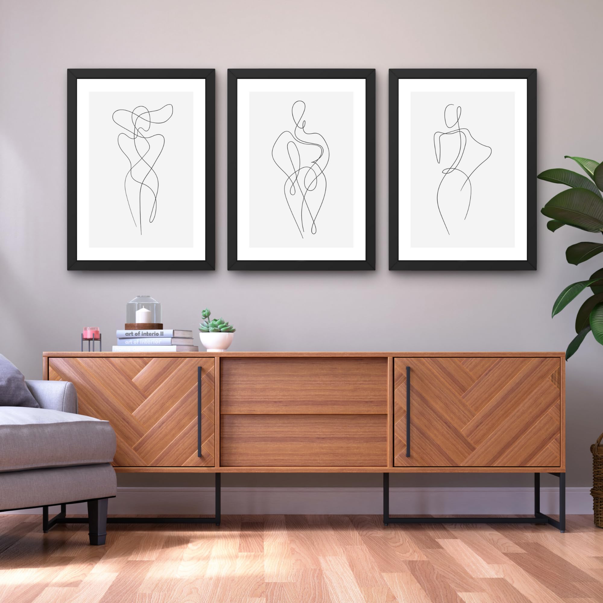 State Media Vision Abstract Women's Line Art Wall Art Set Of 3, Hand Drawn Female Line, Living Room or Bedroom Decor - Image 4