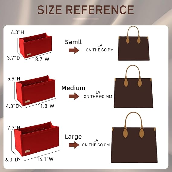 Doxo Felt Purse Organizer Insert for LV On The Go GM Handbag, Red