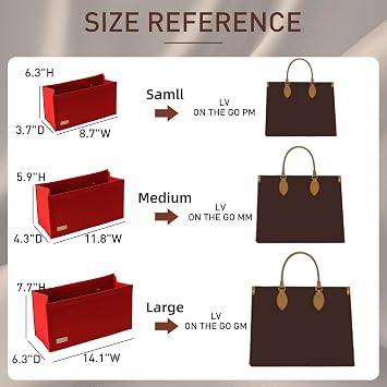 Doxo Felt Purse Organizer Insert for LV On The Go GM Handbag, Red
