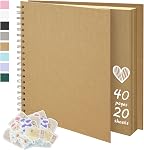8X8 Inch DIY Scrapbook Photo Album, Kraft Blank Paper Scrap Book 40 Pages Memory Book for Wedding Family, Light Purple