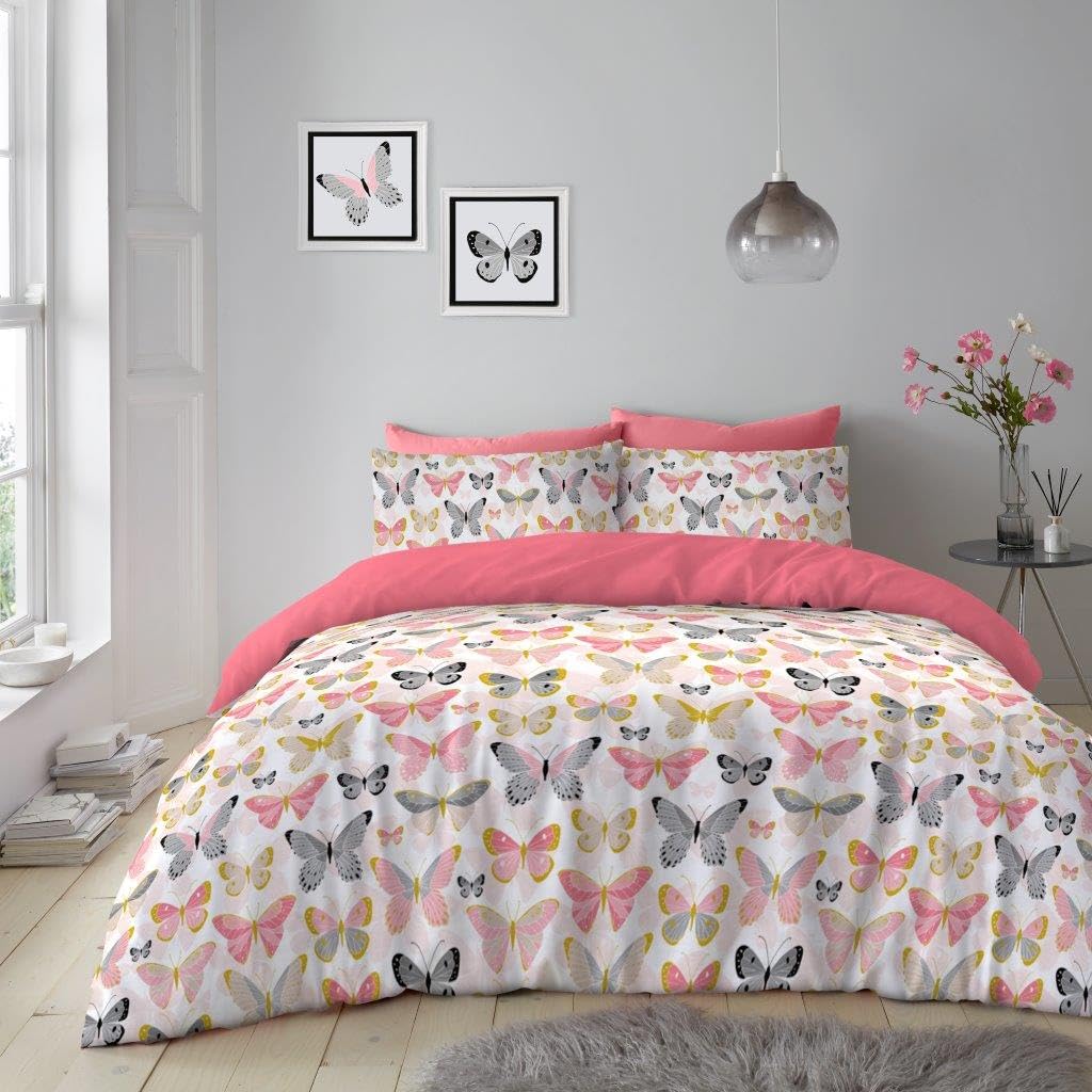 GC GAVENO CAVAILIA Butterfly Duvet Cover Sets - Breathable Bedding Double Bed Set - Microfiber Soft Comforter Bed Cover (200x200 Cm) - Washable Linen