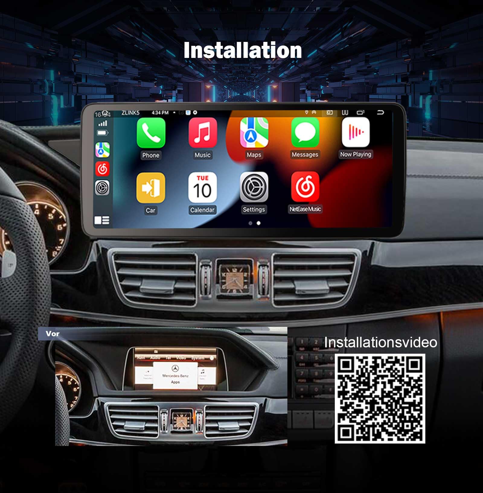 Erisin 12.3 Zoll 8-Kern 8GB+128GB Android 16 Autoradio GPS Navi für Mercedes Benz E-Klasse W212 S212 NTG 4.0 Unterstützt IPS Bluetooth 5.1 DAB+ Kabelloses CarPlay Android Auto Canbus DSP WiFi 4G RDS
