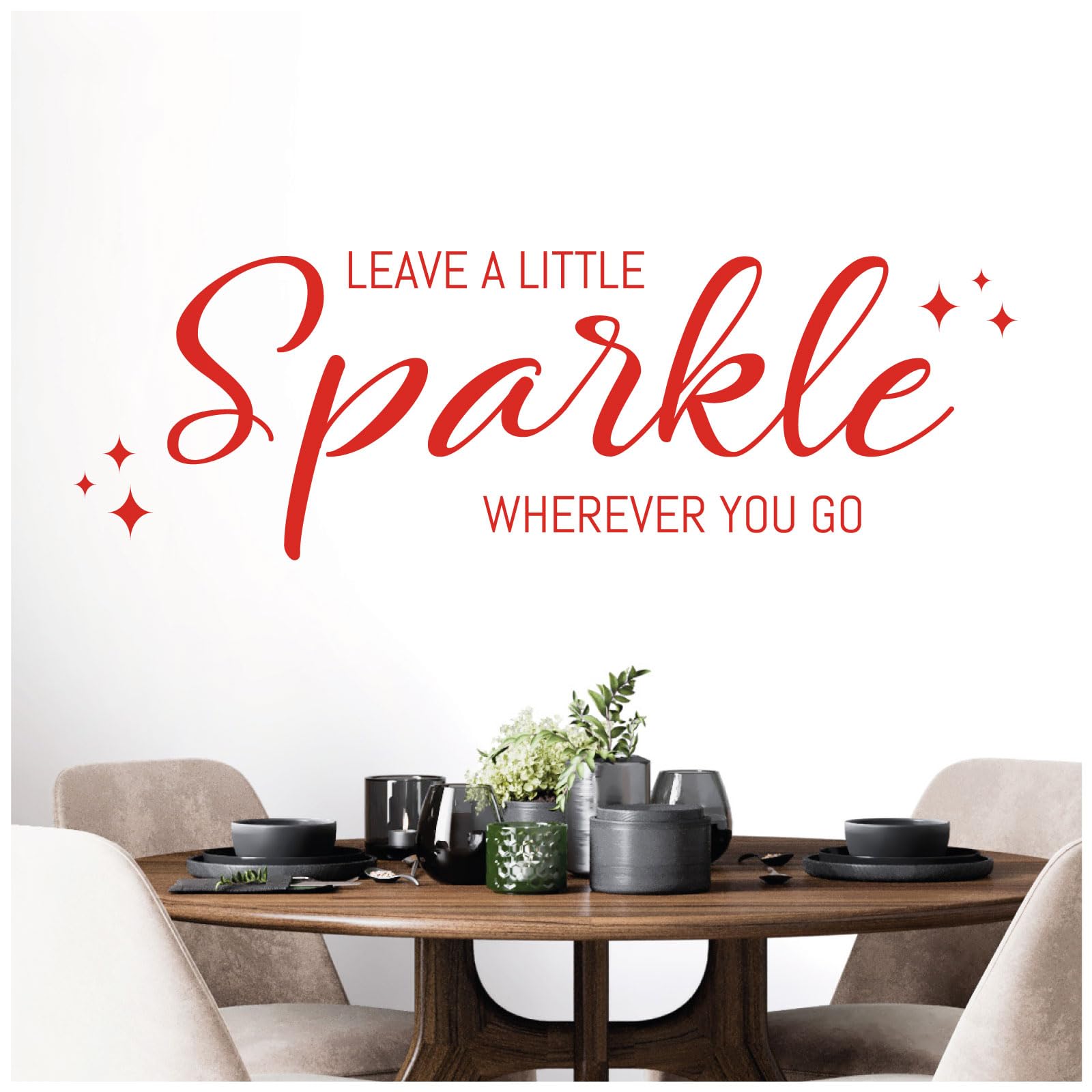 Leave a Little Sparkle Wherever You Go - Wall Quote, Wall Art Sticker [Medium] [Tomato]