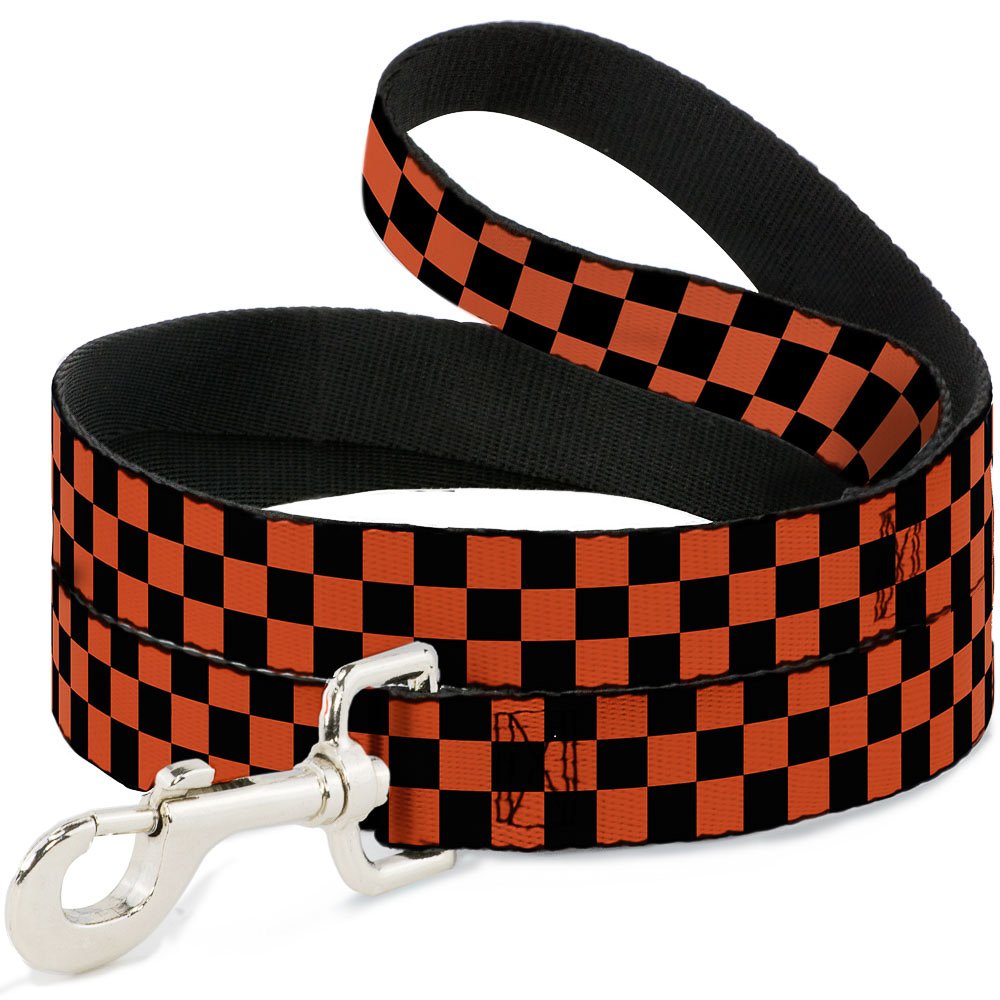 Laisse pour chien en nylon Buckle Down damier damiers orange noir accessoire canin