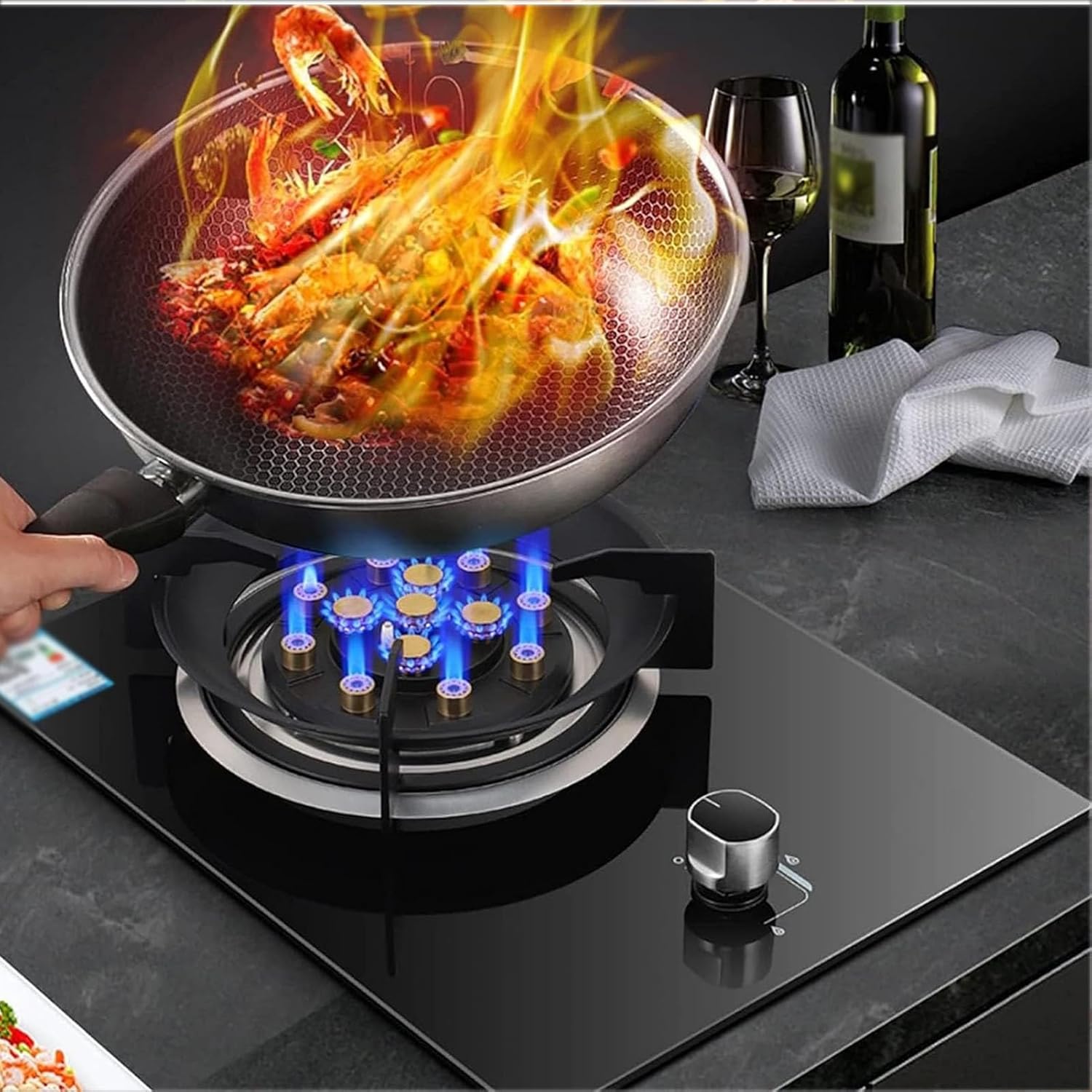 Indoor Single Burner Gas Hob - Portable LPG/NG Stove, Table Top Cooker with Tempered Glass Cooktop, Outdoor Camping Cookware(LPG)
