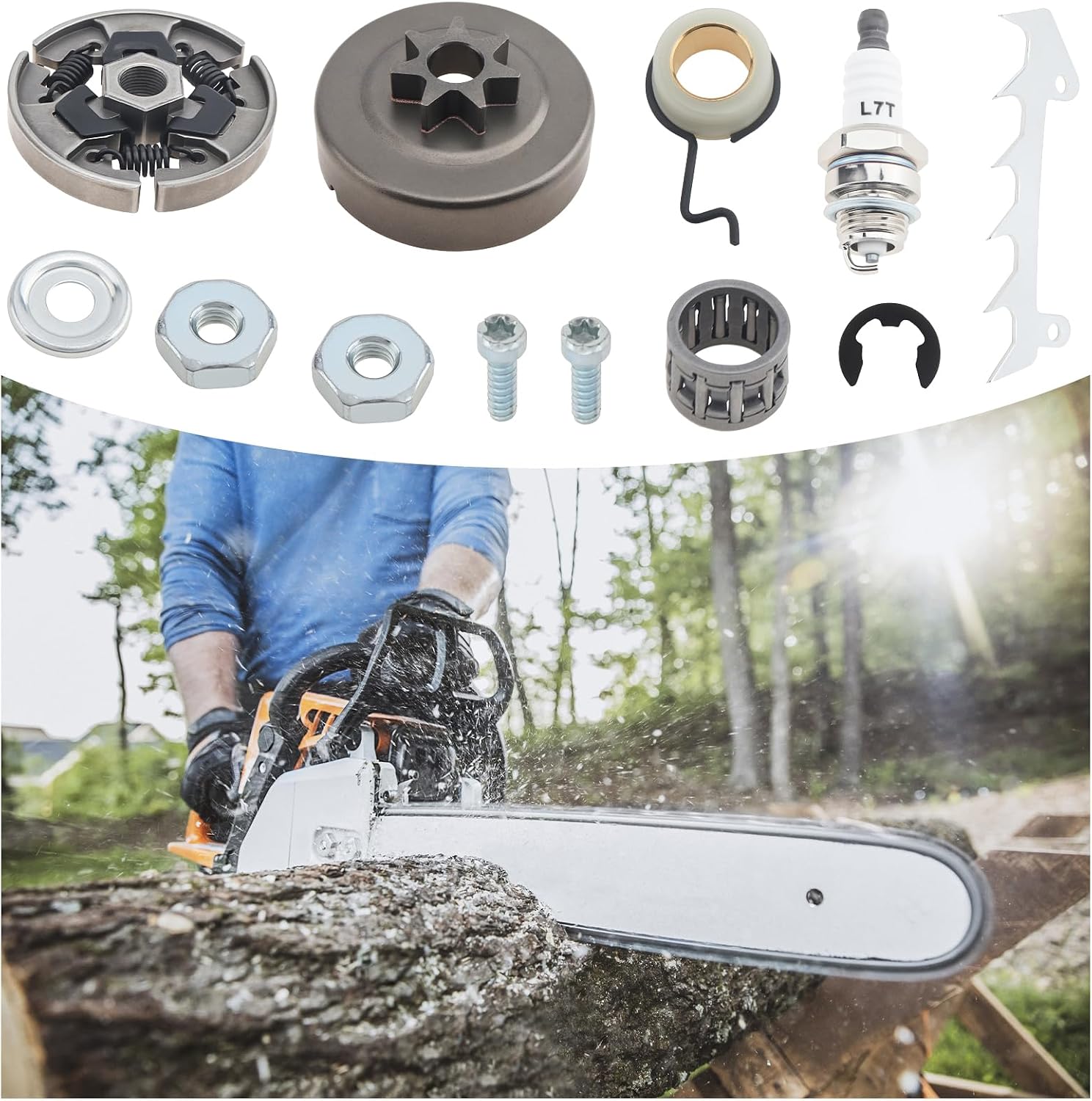 Windance .325 7T Clutch Drum Sprocket Kit Worm Gear Washer Plate Kit Fit for Stihl Chainsaw MS230 023 MS250 025 Replacement Parts for 1123 640 2074