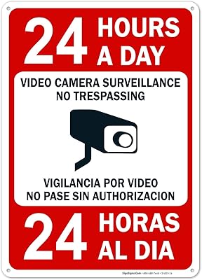 Video Surveillance No Trespassing Sign, Bilingual English and Spanish, 10x14 Inches, Rust Free .040 Aluminum, Fade Resistant, Made in USA by Sigo Signs