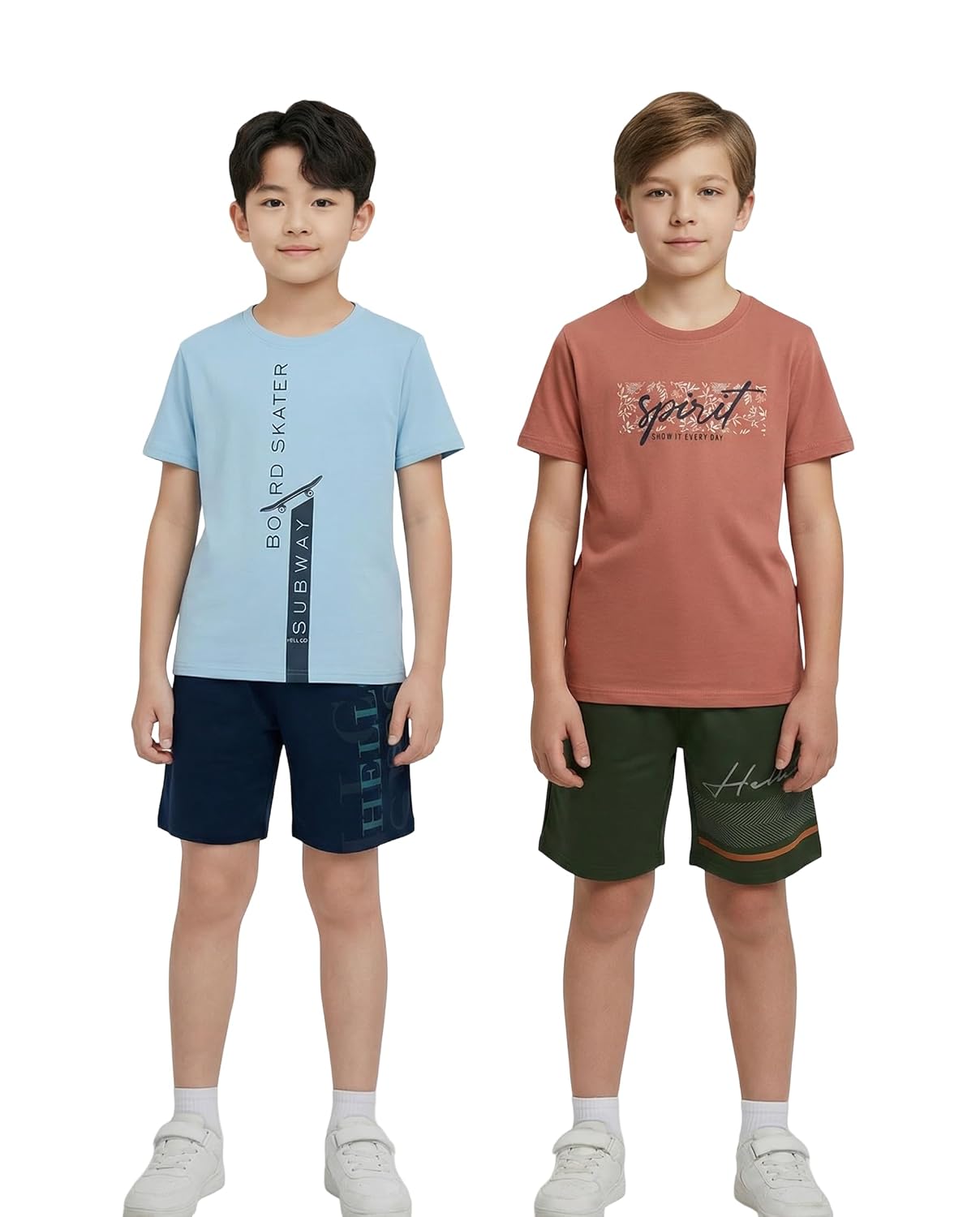 HELLCAT Boys Printed Round Neck T-Shirt with Shorts Set | Multicolor | Pack of 2 - Review, Price and Buying Guide