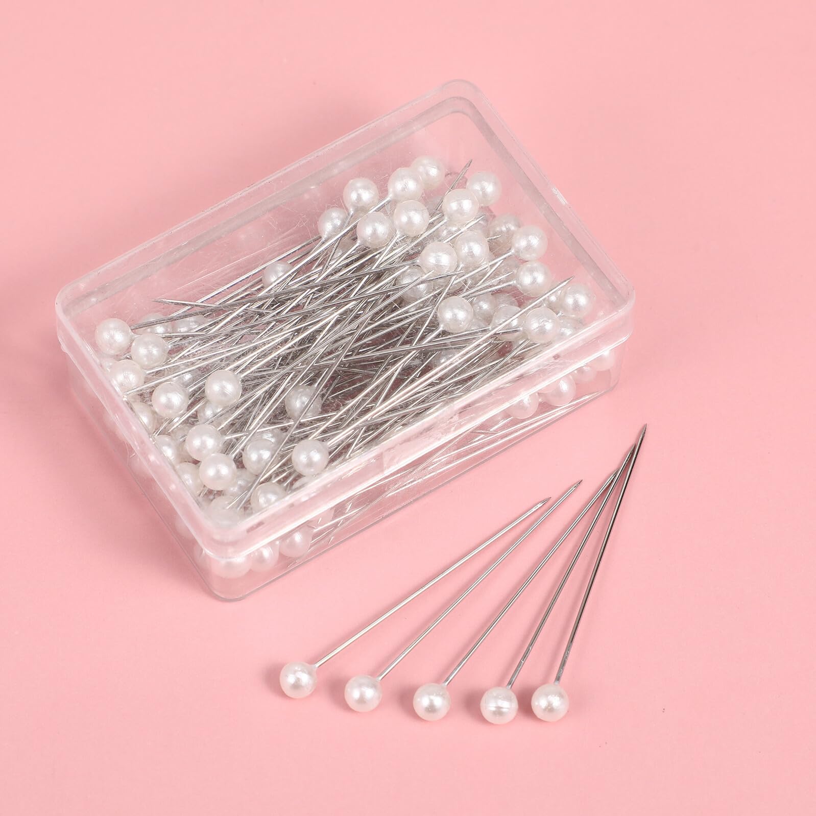 Alfileres con Cabeza Perlada para Coser, 100 Piezas de Metal Rectos, Ideales para Manualidades y Proyectos de Costura DIY