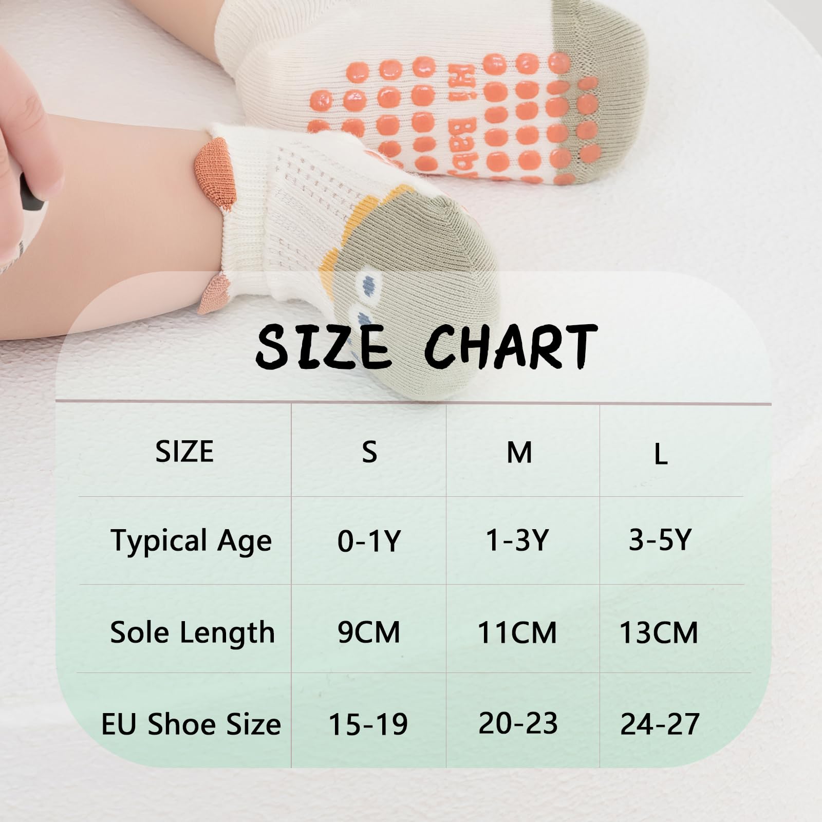 Baby Non-slip Ankle Socks with Grip, Cotton, Breathable, for Babies, Boys, Girls, 5 Pairs of Multicoloured — view 5