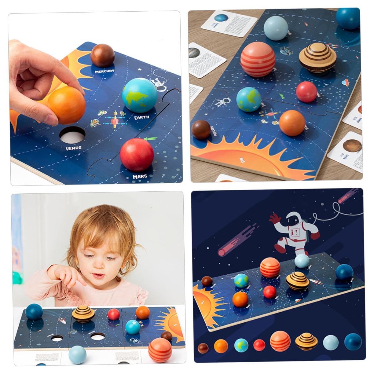 Rompecabezas de Planetas Montessori de Madera 1 Juego para Niños