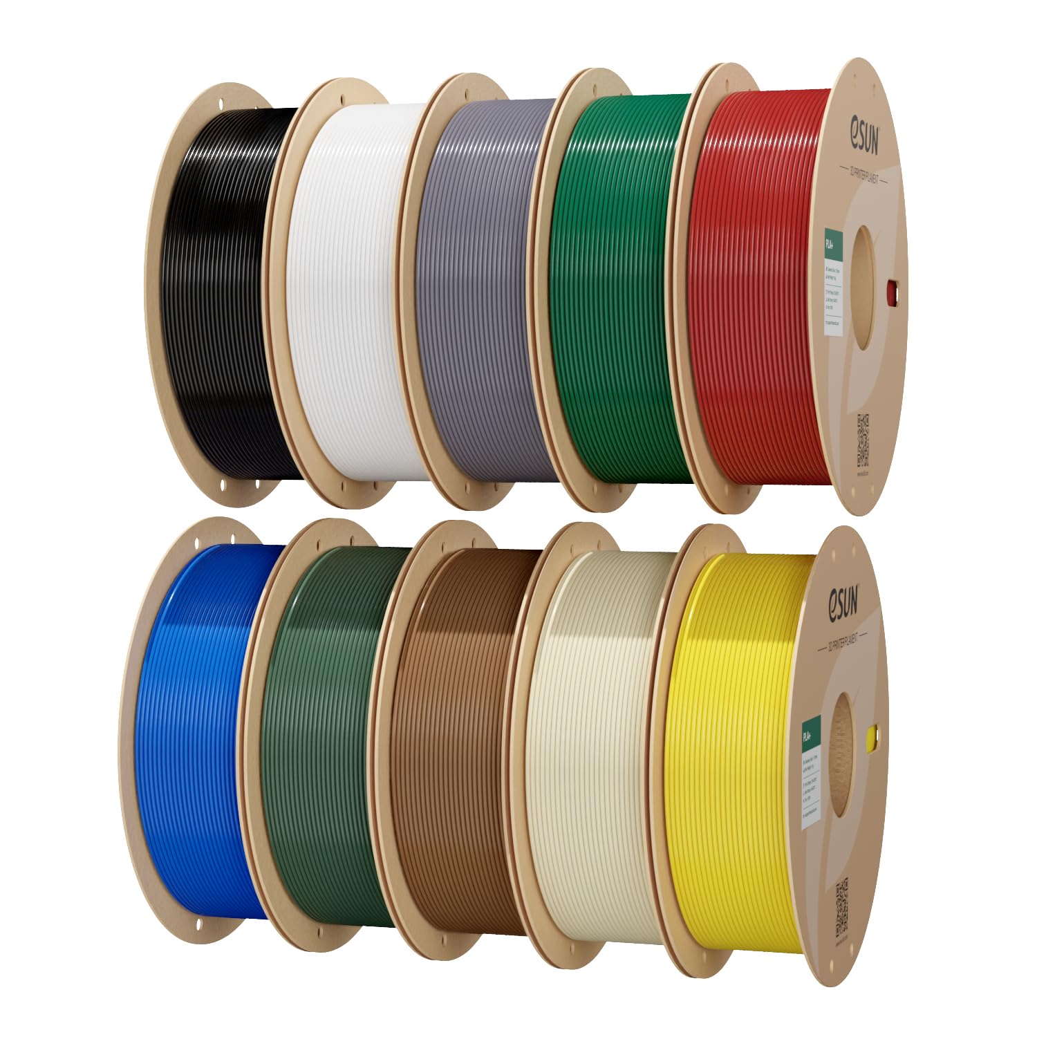 eSUN PLA+ Filament 3D Printer Filament 10KG Classic 10 Colors Bundle | PLA Plus 1.75mm, 10 x 1KG Spools, High Toughness, Clog-Free, Dimensional Accuracy +/- 0.03mm