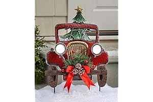 Farmhouse Solar Lights Outdoor Decor Metal Truck Decor