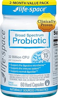 Life-Space Premium Broad Spectrum Probiotics, 2 Month Serving, 32 Billion CFU & 15 Diverse Strains, Formulated for Daily Digestive Health & Immune Health, Probiotics for Women & Men, 60 Veg Capsules