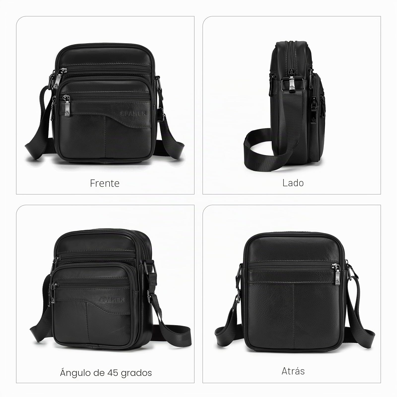 SPAHER - Bolso bandolera para hombre, bandolera, de piel Veritable, pequeño bandolera, para hombre, bolso, negocios, vintage, mochilas usadas, fundas multifuncionales, bolsos de mano de viaje