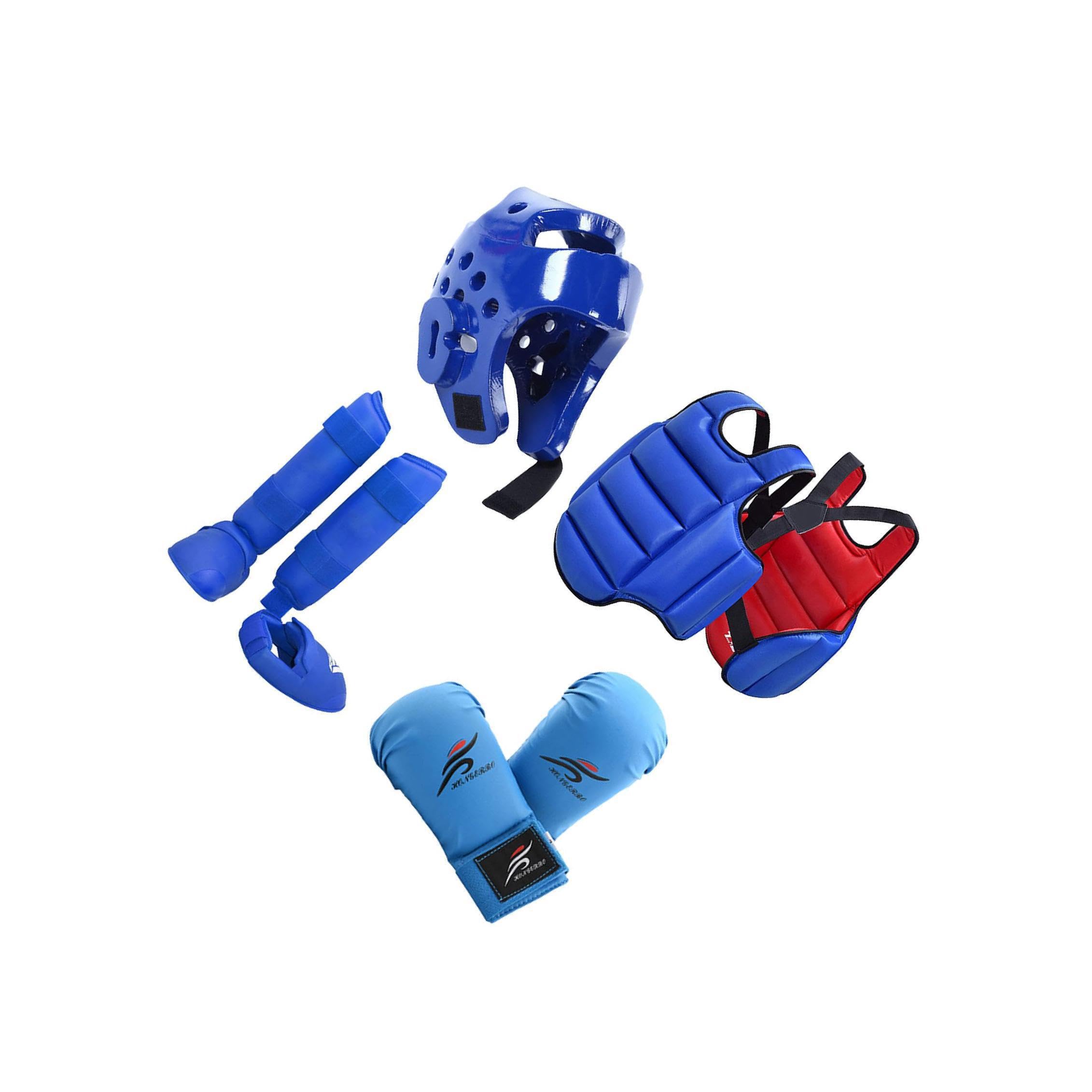 Karate Sparring Set Casco Boxeo Guantes Espinilleras Protector Corporal Entrenamiento Competición
