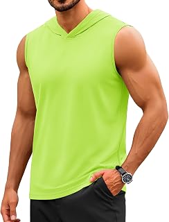 TACVASEN Men's Hooded Tank Tops UPF 50+ Sleeveless Hoodies Shirt Moisture Wicking Lightweight Gym Workout Tank T Shirts