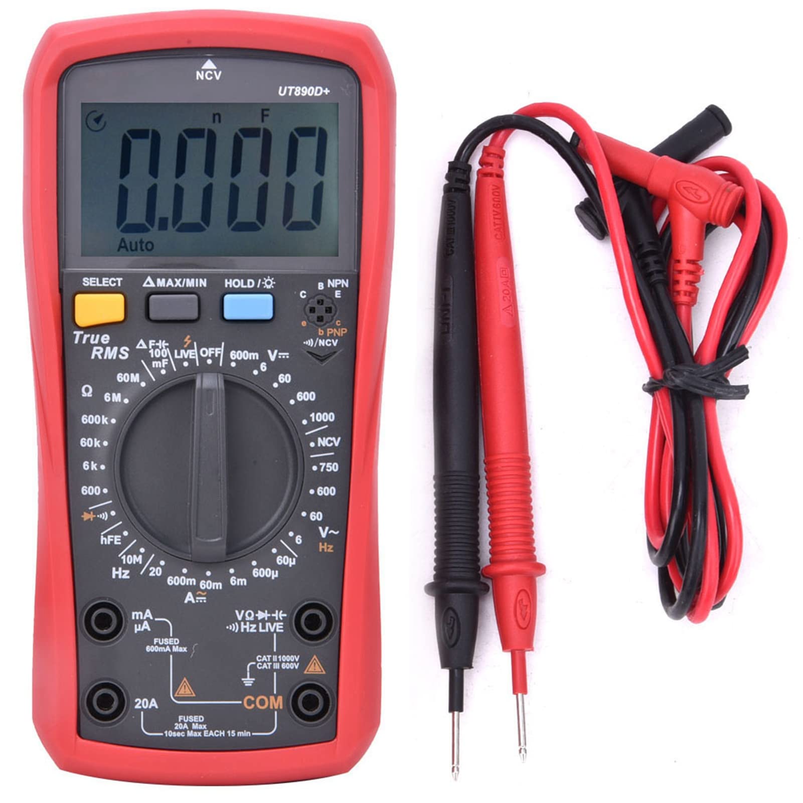 Professional True RMS Digital Multimeter with AC DC Current Measurement Memory NCV Detection Beep Light Alarm for Power Maintenance Electricians Tool