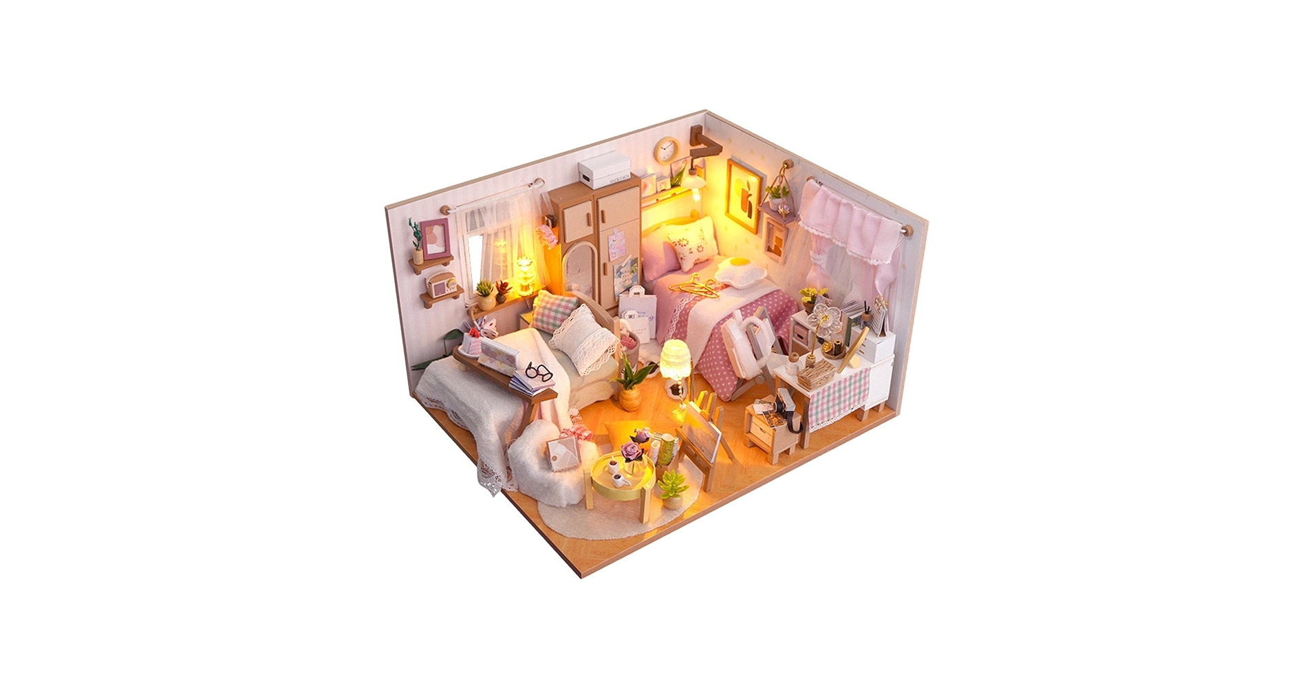木製　ドールハウス女の子バージョン　背景にも　ゆずり　プロフ必読 Amazon | FIDEMM ドールハウスキット - 女の子向け木製ハウス