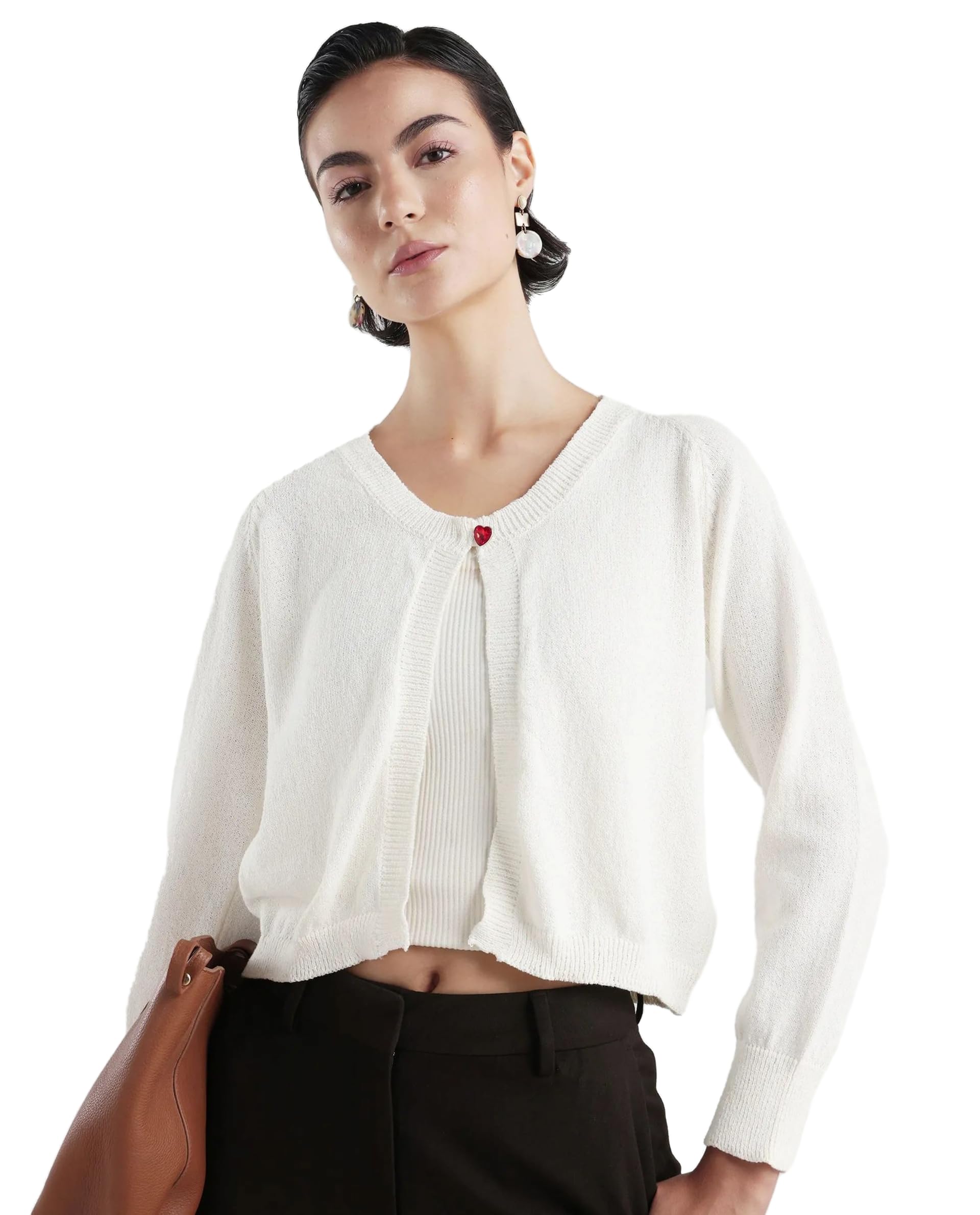 rareism Regular Solid Beige Cotton Blend Raglan Sleeve Shrug-picture-16