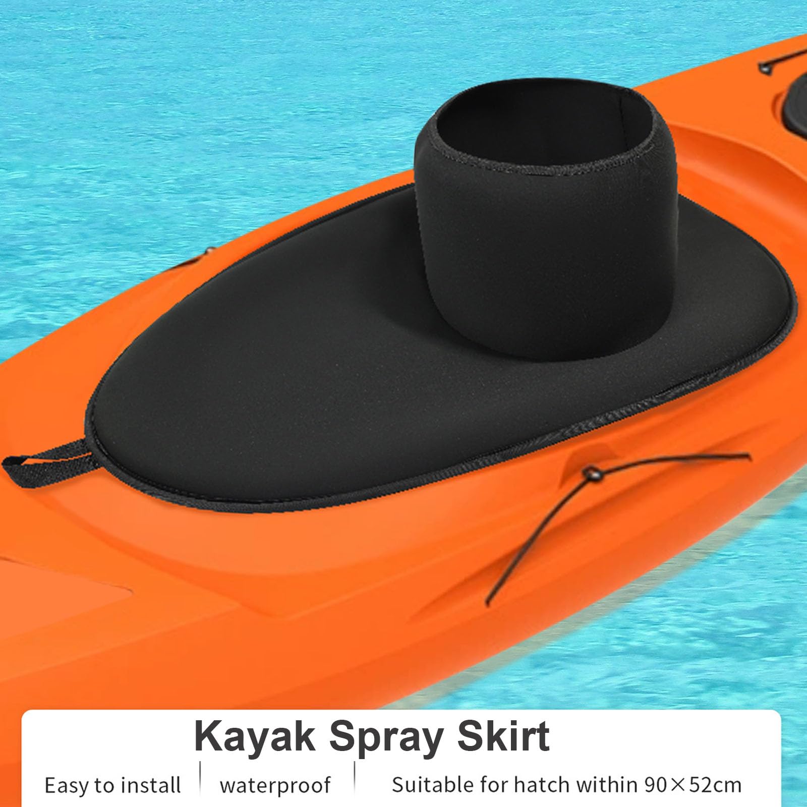 Protector antisalpicaduras ajustable de neopreno, cubierta impermeable para kayak y cabina de hasta 90 x 52 cm, cintura elástica, protección para raquetas de remo, accesorios para kayak