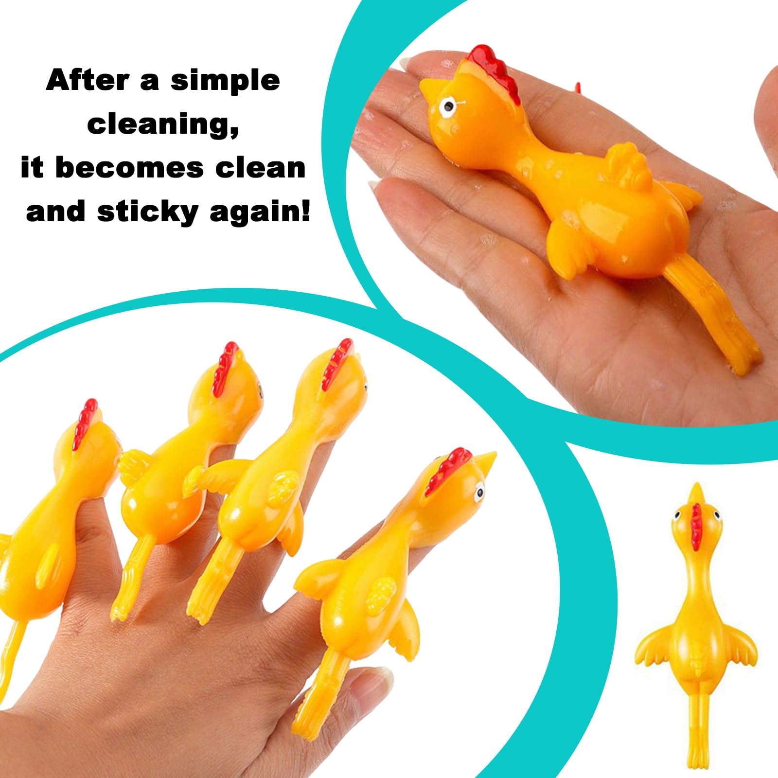 10 Pack Stretch Chicken Finger Launcher - Flying Novelty Prank Prop for Party & Entertainment, Yellow - Image 3