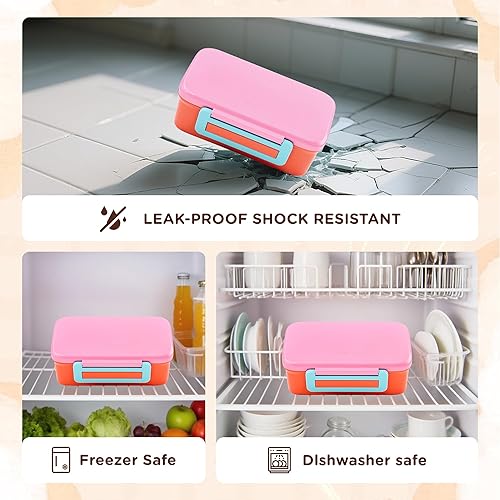 Miniatura 7 de Lonchera Bento para niños con termo de 8 onzas, a prueba de fugas, con 2 compartimentos, botella aislada, bolsa de almuerzo, sin BPA, apta para