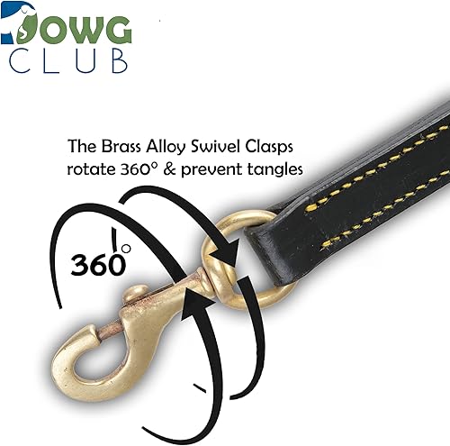 Miniatura 8 de DowgClub  Correa de perro de piel auténtica resistente de 6 pies para razas pequeñas, medianas y grandes, hecha a mano, trenzada a mano, diseño de 2