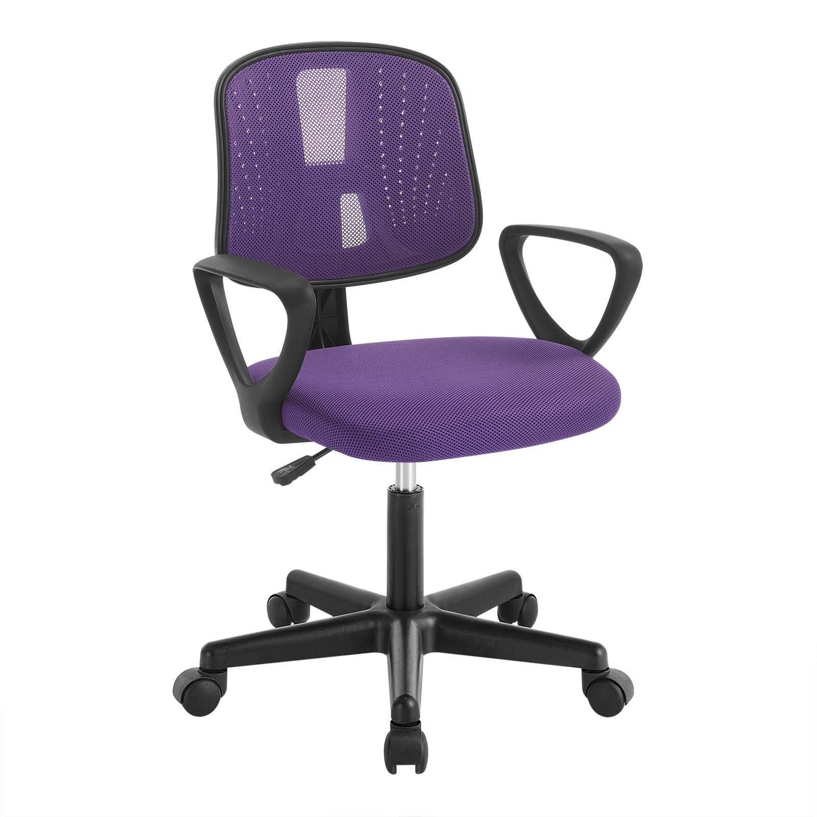 Klihome Silla Escritorio Infantil, Silla Estudio Giratoria, Sillas Juvenil con Ruedas, Sillas Ergonómica de Malla Transpirable, Taburete Giratorio con Respaldo Ajustable Automático, Violeta, K0005BS