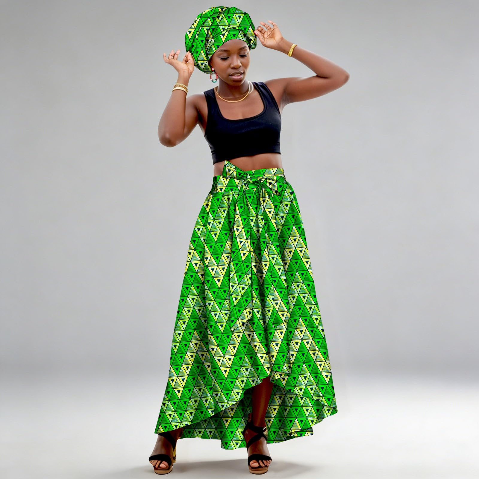 Genérico Faldas Mujer Informal, Falda Larga Mujer Talla Grande, Minifalda con Estampado Africano Informal EláStica Envolver La Cabeza Faldas Vaqueras Minifalda Falda Larga