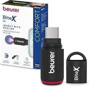 Beurer BiteX Go Deep Black Itching Device for Smartphone, Insect Bite and Bite Treatment Device for Android and iPhone (USB‑C) with Light