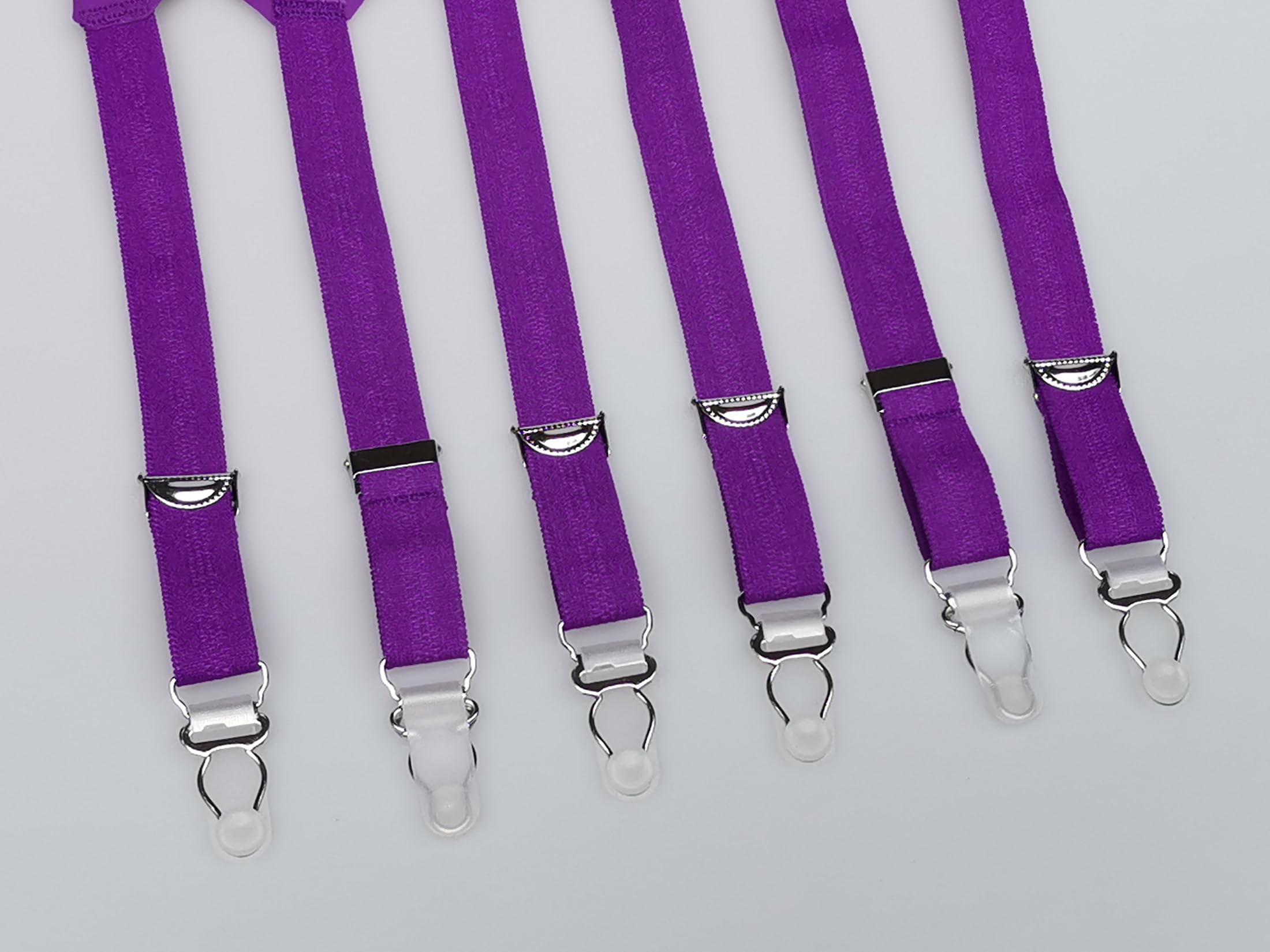 Purple Plus Size Metal Buckles 6 Wide Straps Sexy Women Seamless Garter Belt for Stockings S504P: Large Purple
